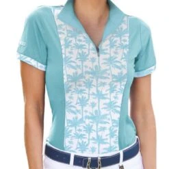 Romfh Women's Schuyler Short Sleeve Printed Sunshirt - Bleach Aqua Palm Print