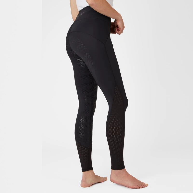 Horze Women's Danica High Waist Tights With Mesh Insert - Black 3 Horze Women's Danica High Waist Tights With Mesh Insert - Black