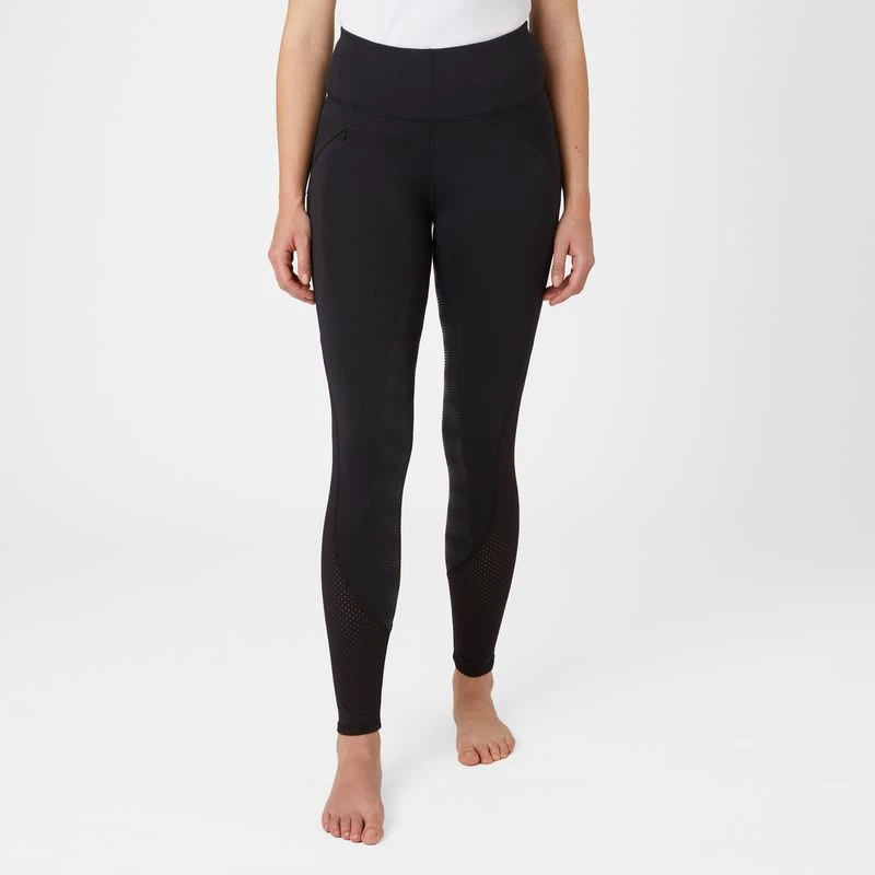 Horze Women's Danica High Waist Tights With Mesh Insert - Black 4 Horze Women's Danica High Waist Tights With Mesh Insert - Black - Image 2