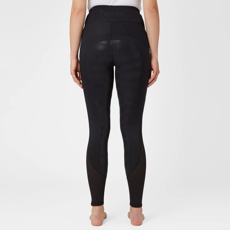 Horze Women's Danica High Waist Tights With Mesh Insert - Black 5 Horze Women's Danica High Waist Tights With Mesh Insert - Black - Image 3