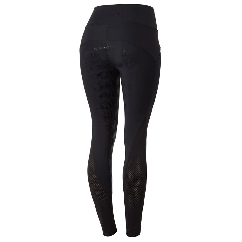 Horze Women's Danica High Waist Tights With Mesh Insert - Black 6 Horze Women's Danica High Waist Tights With Mesh Insert - Black - Image 4