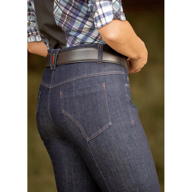 Kerrits Women's Stretch Denim Extended Patch Bootcut Breeches - Classic Dark Blue 7 Kerrits Women's Stretch Denim Extended Patch Bootcut Breeches - Classic Dark Blue - Image 5