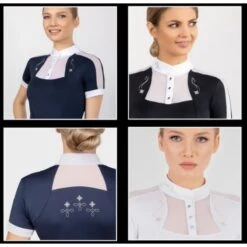 Fair Play Women's Lorella Short Sleeve Competition Shirt - Navy/White -Equestrian Supplies Sale 594562 800 800
