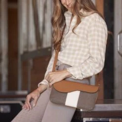 Oughton Vintage Canvas Paddock Crossbody - Timeless Taupe/Caramel -Equestrian Supplies Sale 603832 800 800