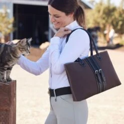 Oughton Half Halt Classic Canvas Handbag - Heritage Brown/Black -Equestrian Supplies Sale 603843 800 800