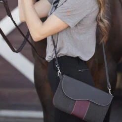 Oughton Vintage Canvas Paddock Crossbody - Graphite/Bordeaux -Equestrian Supplies Sale 603911 800 800