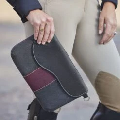 Oughton Vintage Canvas Paddock Crossbody - Graphite/Bordeaux -Equestrian Supplies Sale 603912 800 800
