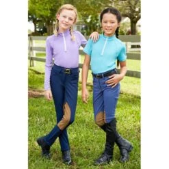 RJ Classics Kids' Avery Grey Label Knee Patch Breeches - Crown Blue -Equestrian Supplies Sale 623418 800 800