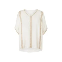 EQL Women's Embroidered EQ Stripe Top - Soft White