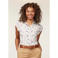 EQL Women's Horizon Rolled Cuff Shirt - Soft White Spring Fever -Equestrian Supplies Sale 644748 800 800