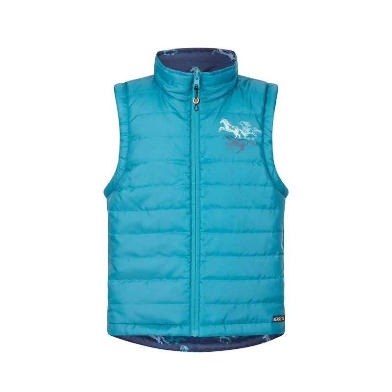 Kerrits Kids' Pony Tracks Reversible Quilted Vest - Ink Run Free/Peacock 3 Kerrits Kids' Pony Tracks Reversible Quilted Vest - Ink Run Free/Peacock