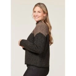 EQL Women's Funnel Neck Herringbone Sweater - Truffle -Equestrian Supplies Sale 694740 800 800