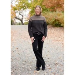 EQL Women's Funnel Neck Herringbone Sweater - Truffle -Equestrian Supplies Sale 694743 800 800