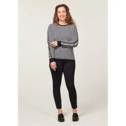 EQL Women's Snaffle Stripe Sweater - Black/White Herringbone -Equestrian Supplies Sale 711474 800 800